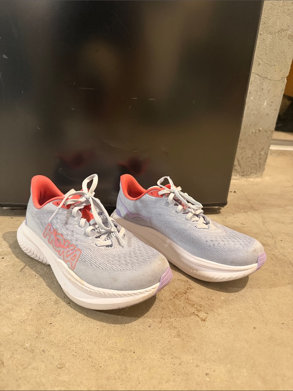 Hoka Women's Light Blue and Coral Athletic Running Shoes